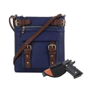 Women's Navy Blue Concealed Carry CCW Crossbody Handgun Shoulder Handbag Purse